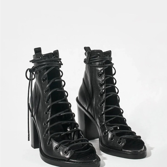 Ann Demeulemeester Black Lace-Up Boots - Picture 2 of 8